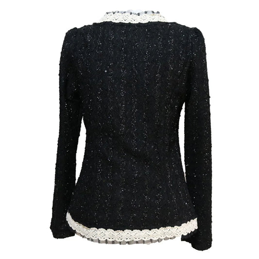 Women Blazer Jacket Black White