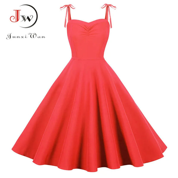 Sexy Strapless Women Solid Red Chic Female Slim Fashion A-line Midi Party Dress