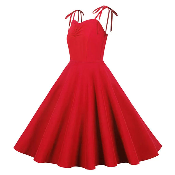 Sexy Strapless Women Solid Red Chic Female Slim Fashion A-line Midi Party Dress