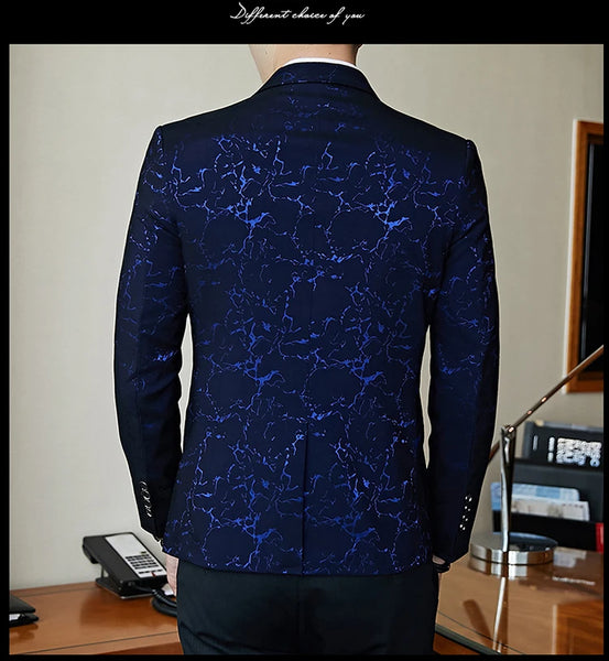 Luxury banquet party suit jacket evening dress fashion jacquard casual business jacket Slim men's wedding jacket