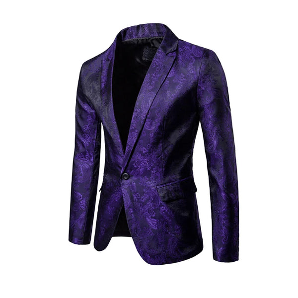 Fashion Men Shiny Gold Glitter Suit Jacket