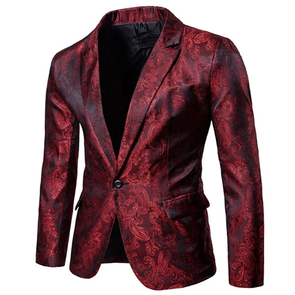 Fashion Men Shiny Gold Glitter Suit Jacket