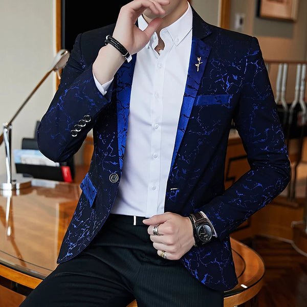 Luxury banquet party suit jacket evening dress fashion jacquard casual business jacket Slim men's wedding jacket