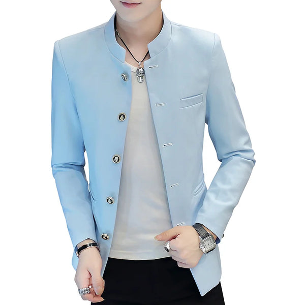 Slim handsome collar blazer 5 buckle youth student trend casual blazer