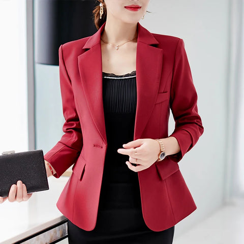 Brand Suits New Women's Formal Office Work Blazer One Button Long Sleeve Top Slim Suit Casual Jacket