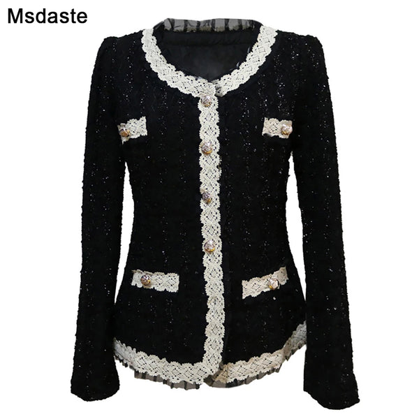 Women Blazer Jacket Black White