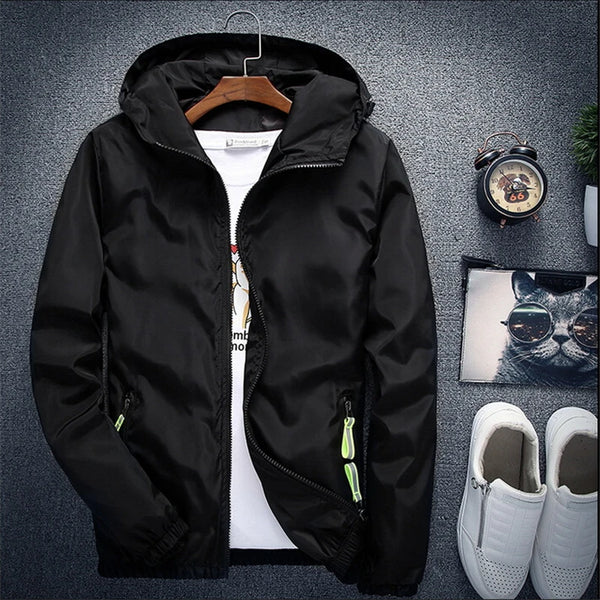 High Quality Bomber Jacket Men Women Casual Solid Windbreaker Zipper Thin Hooded Coat Outwear