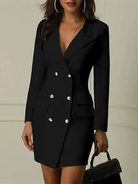 Women Elegant Dress Office Casual Blazer White Black Dress Spring Autumn Slim Suit Outfits
