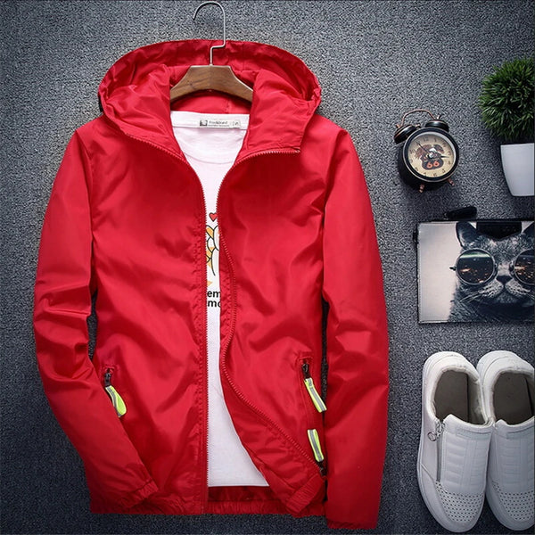 High Quality Bomber Jacket Men Women Casual Solid Windbreaker Zipper Thin Hooded Coat Outwear