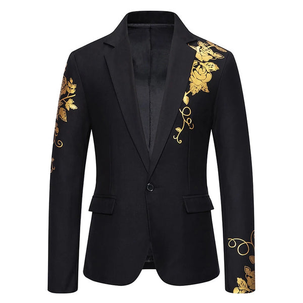 Men's One-button Suit New Fashion Printed Leisure Slim Suit