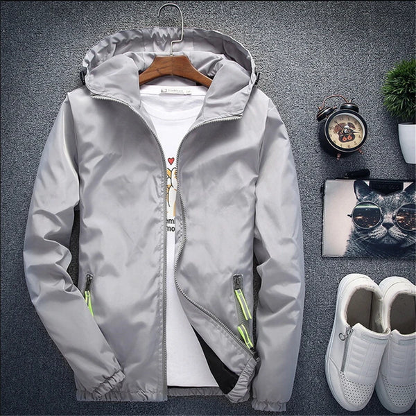 High Quality Bomber Jacket Men Women Casual Solid Windbreaker Zipper Thin Hooded Coat Outwear