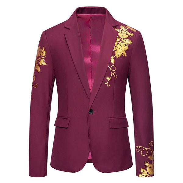 Men's One-button Suit New Fashion Printed Leisure Slim Suit