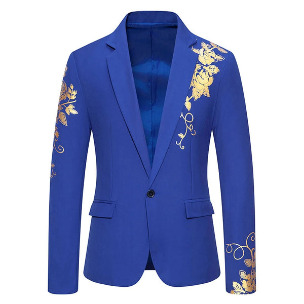 Men's One-button Suit New Fashion Printed Leisure Slim Suit