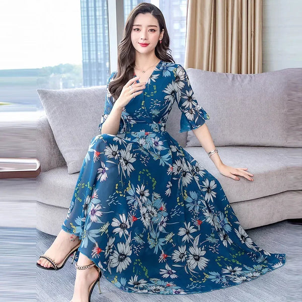 Retro Elegant 2 Piece Dress Set Top  A-Line Floral Skirts Suit