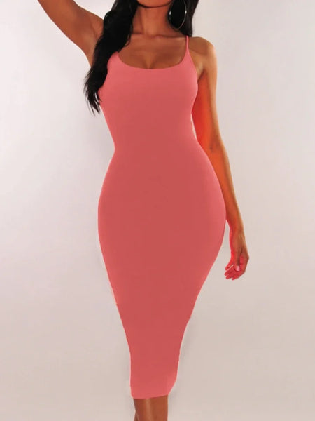 Sexy Wrap Chest Girdling Waist Long Bodycon Dress Women Spaghetti Strap Solid Color Skinny Elegant Club Party