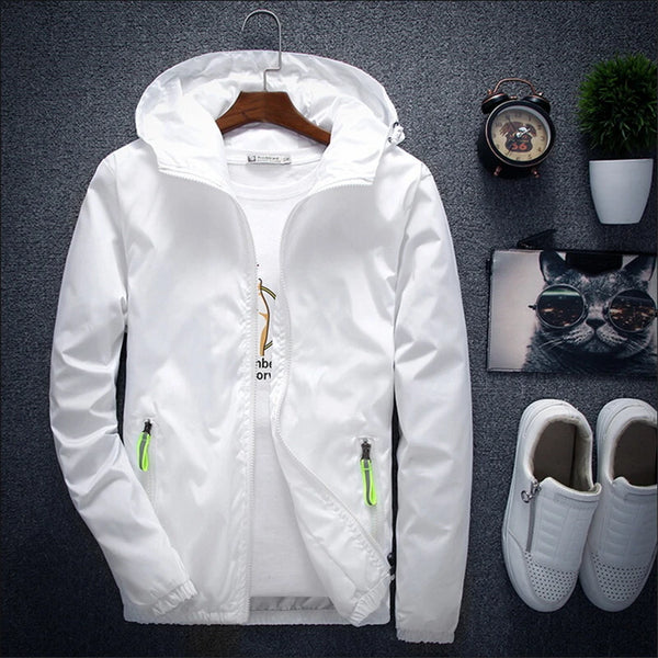 High Quality Bomber Jacket Men Women Casual Solid Windbreaker Zipper Thin Hooded Coat Outwear