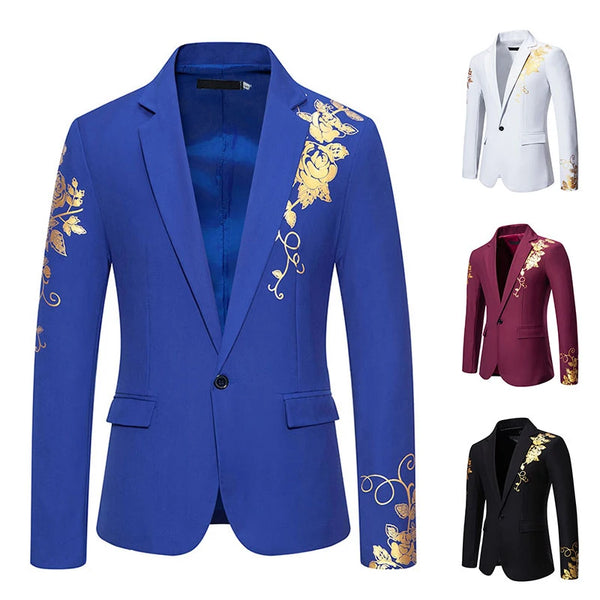 Men's One-button Suit New Fashion Printed Leisure Slim Suit