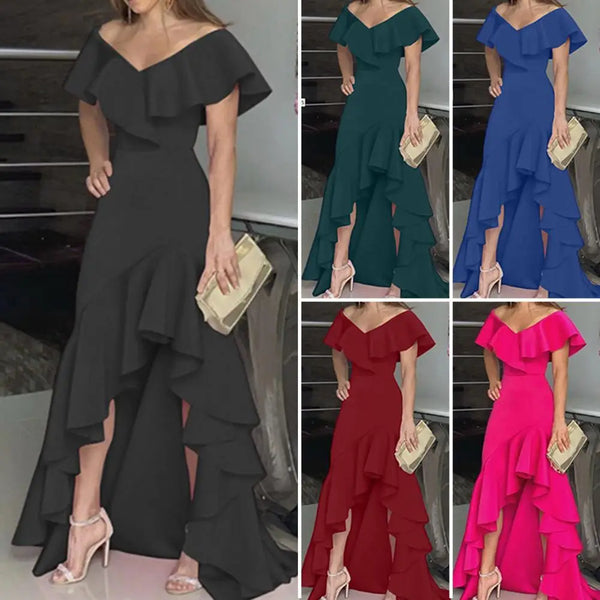 Split Vintage Long Evening Party Women Sleeveless Casual V Neck Maxi Dress