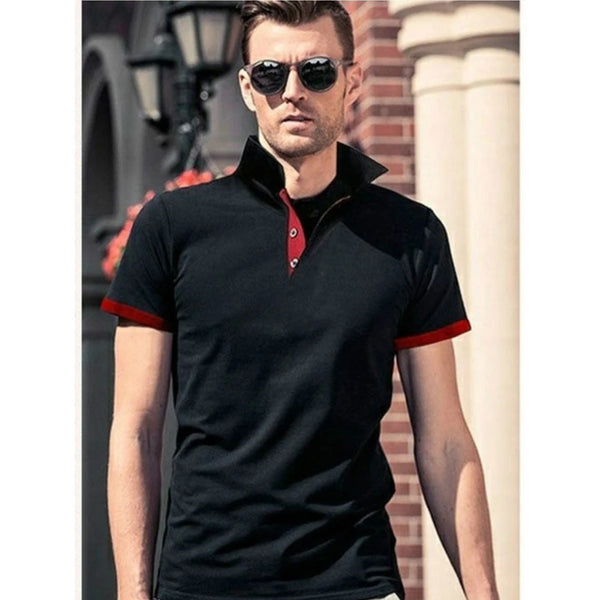 Men Polo Men Shirt Short Sleeve Polo Shirt Contrast Color