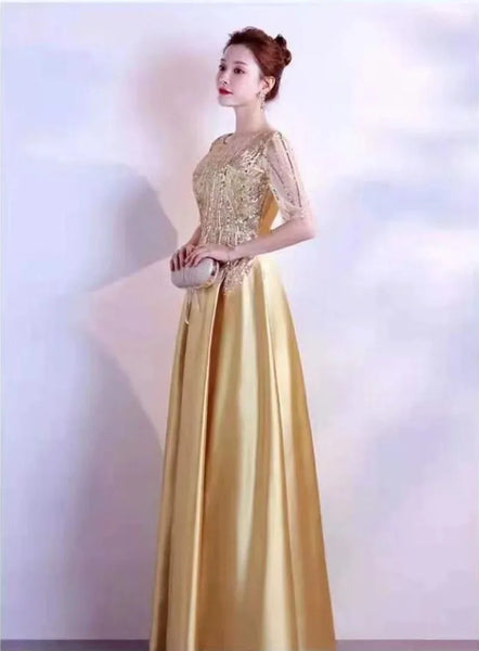 Sequins Long Satin Slip Dress Spaghetti Strap Party Dress Elegant Gold Silk Sexy Maxi Long Club Wear