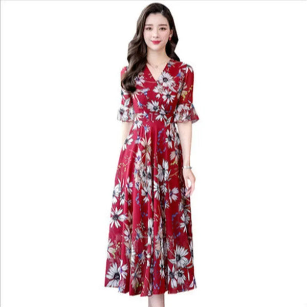 Retro Elegant 2 Piece Dress Set Top  A-Line Floral Skirts Suit