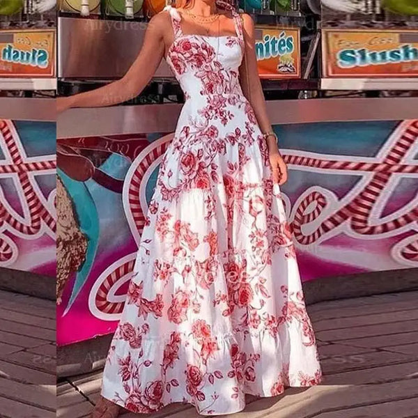 Elegant Maxi Flower Sexy  Off Shoulder Dress