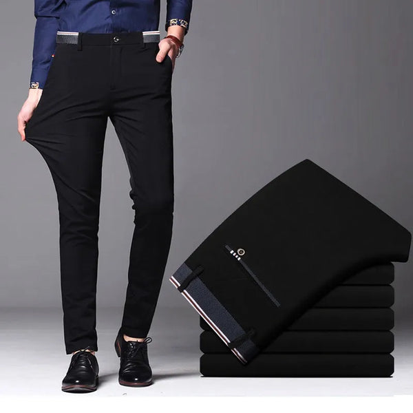 Men's Spring Autumn Fashion Business Casual Long Pant Suit Elastic Straight Formal Trousers