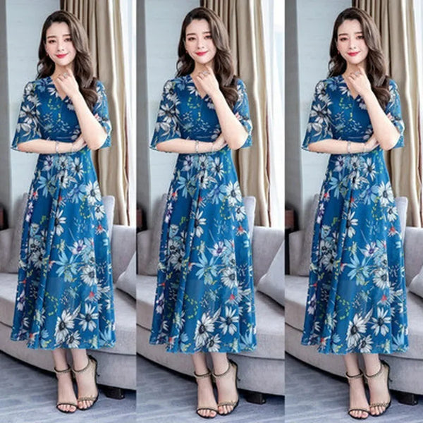 Retro Elegant 2 Piece Dress Set Top  A-Line Floral Skirts Suit