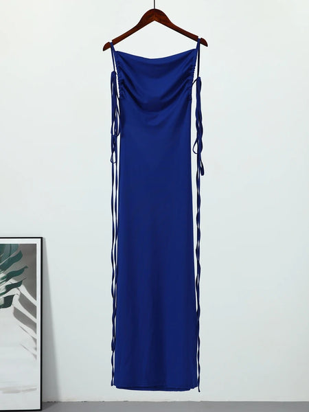 Sexy Backless Party Dress Maxi Slip Sheath Long Female Solid Slim