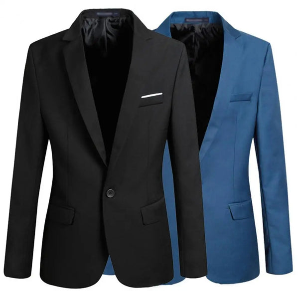 Men's Clothing Pure Color Coat Jacket Casual Formal Blazer