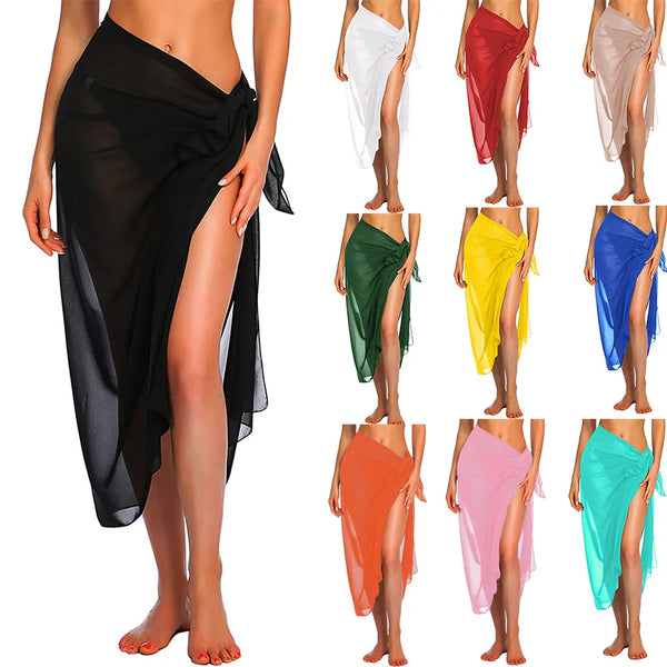 Women's Long&Short Sarong Swimsuit Coverups Summer Beach Bikini Wrap Sheer Short Skirt Scarf for Swimwear Cover-ups