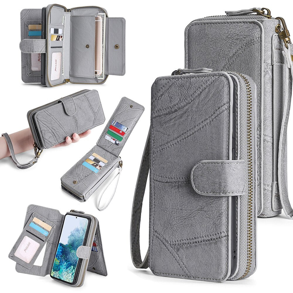 Leather Wallet Phone Purse Case For Samsung Galaxy Note20 M21 S8 S9 S10 S20 A20E A40 A50 A51 A70 A71 Magnetic purse business wallet