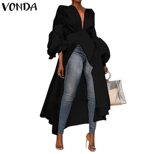 VONDA Women Autumn Long Sleeve Shirt Blouse