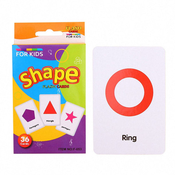 36Pcs Kids Cognition Card Shape Animal Color Teaching Baby English Learning Word Card Education Toys Montessori Materials Gift