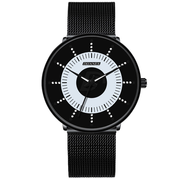 Men Fashion Watch Minimalist Stainless Steel Mesh Belt Wristwatches