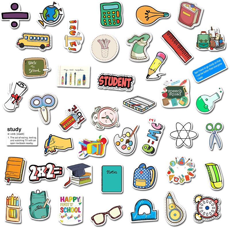 School Stationery Stickers Desk Stationery Laptop Cartoon For Snowboard Laptop Luggage Fridge Graffiti Decal Stickers 50PCS