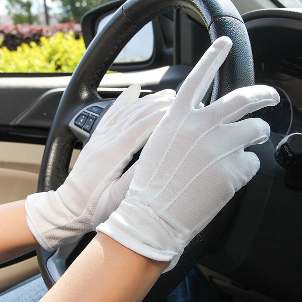 White Cotton Gloves Women New Fashion Thin Multiduty Stretchable Gloves Outdoor Sun Protection Driving Gloves Dress Accessories