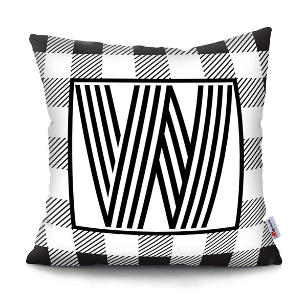 Black Striped Letter Polyester Decorative Cushion Cover