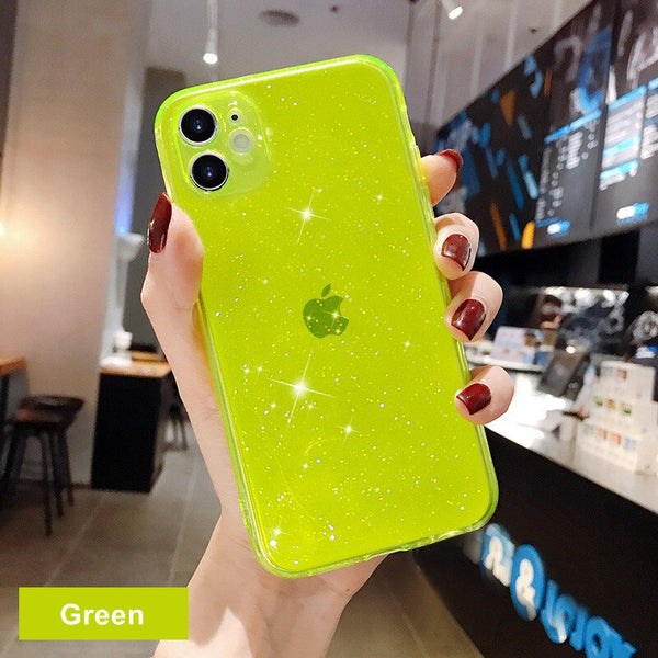 Luxury Glitter Powder Transparent Case For iPhone 11 Pro XS Max X XR 7 8 Plus SE 2020 Candy Color Soft Silicone Shockproof Cover