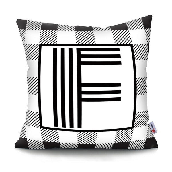 Black Striped Letter Polyester Decorative Cushion Cover