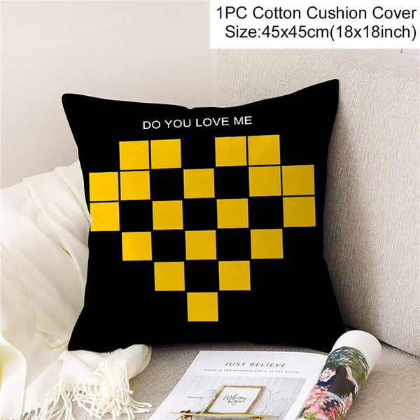 Geometric Yellow Pillowcase Decorative Cushion