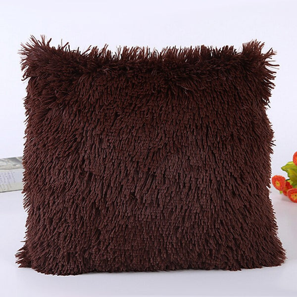 43 x 43cm Soft Plush Faux Fur Decorative Cushion Pillowcase