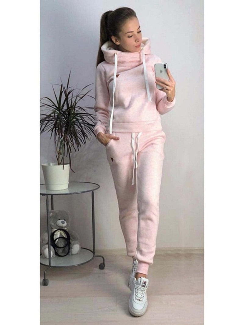 Two Piece Set Tracksuit Hoodie For Women Fleece Sweatshirt Pants And Top Tracksuit Suit Autumn Winter Clothing Chandal Mujer 2