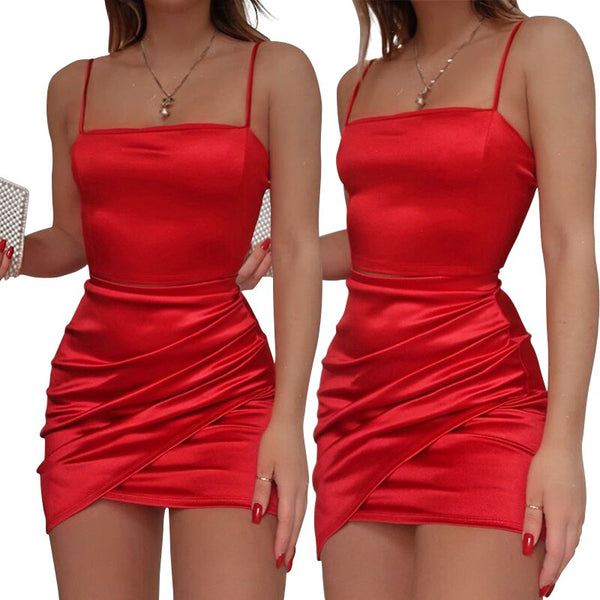 New Women Sleeveless Halter Solid Mini Dress