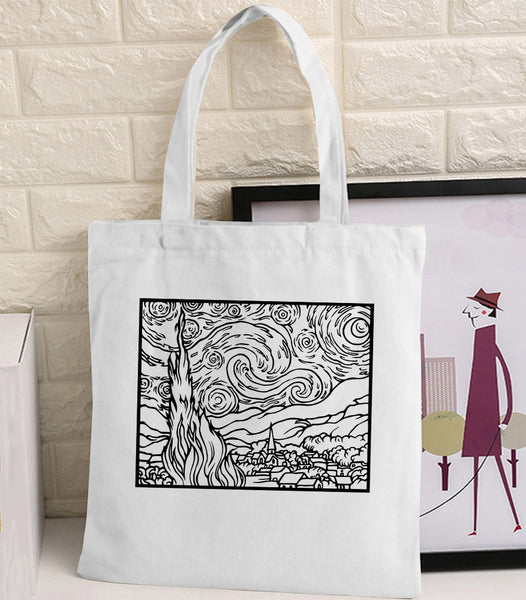 Van Gogh Shopping Bag Graphic Tote Harajuku Shopper Bag Women Canvas Shoulder Bag Female