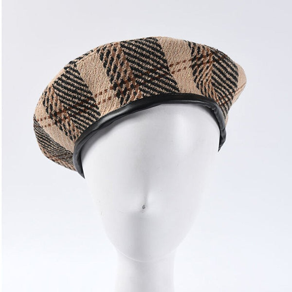 Fashion Women Plaid Beret Hat