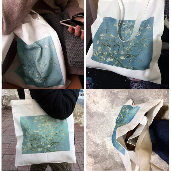 Van Gogh Shopping Bag Graphic Tote Harajuku Shopper Bag Women Canvas Shoulder Bag Female