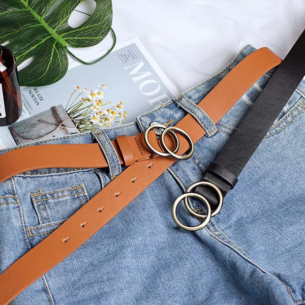 Women Gold Belt Leather Strap High Quality Belt