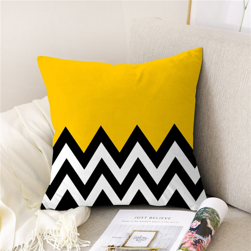 Quality Cozy Popular geometric couch cushion home decorative pillows cotton linen 45x45cm seat back cushions bedding pillowcase