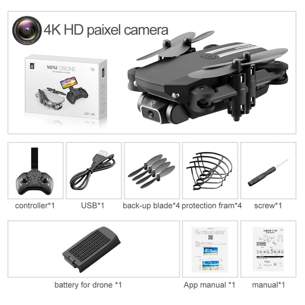 XKJ 2020 New Mini Drone 4K 1080P HD Camera WiFi Fpv Air Pressure Altitude Hold Black And Gray Foldable Quadcopter RC Drone